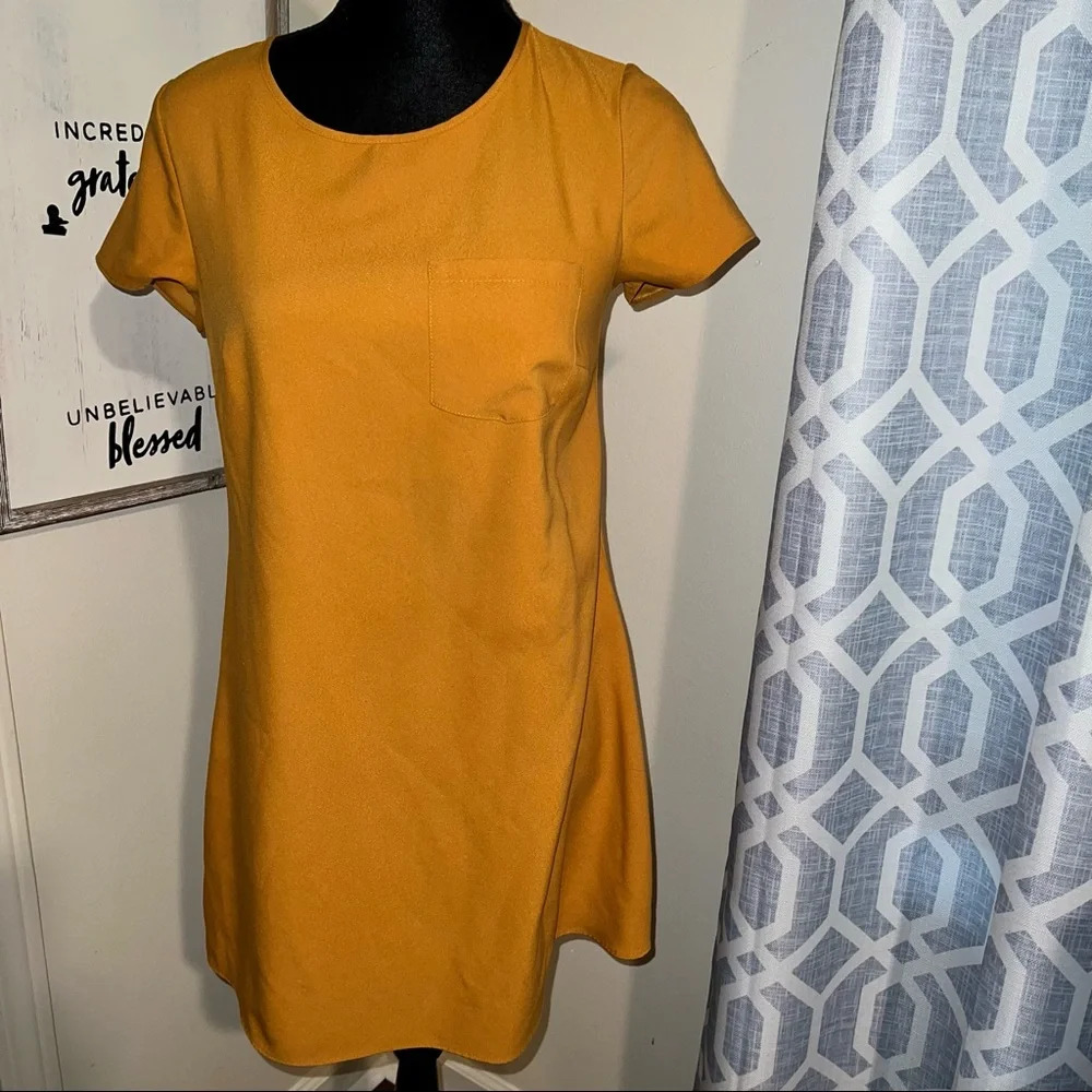 Misguided Mustard yellow shift dress